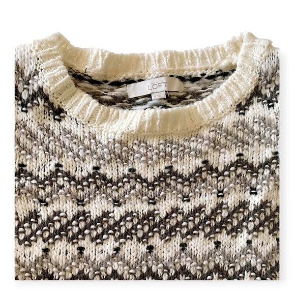 Loft wool blend sweater with chevron pattern, Size M - Picture 5 of 8